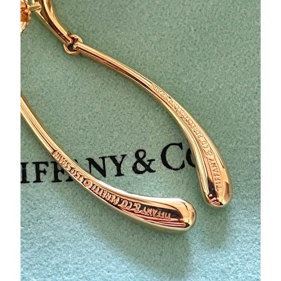 Tiffany & Co. 18k Yellow Gold Elsa Peretti Elongated Teardrop Dangle Earrings - Picture 3 of 12